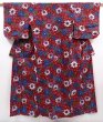 Photo1: 6126T10z800 Antique Japanese Kimono Cotton KOMON Flower Dark red (1)