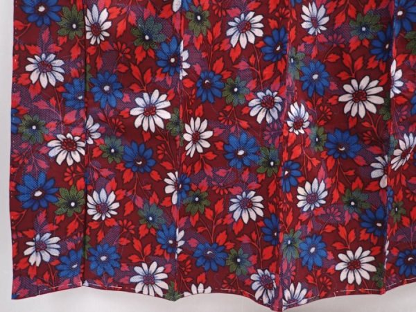 Photo4: 6126T10z800 Antique Japanese Kimono Cotton KOMON Flower Dark red (4)