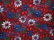Photo5: 6126T10z800 Antique Japanese Kimono Cotton KOMON Flower Dark red (5)
