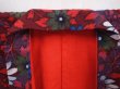 Photo7: 6126T10z800 Antique Japanese Kimono Cotton KOMON Flower Dark red (7)