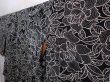 Photo2: 6126T12z760 Vintage Japanese Kimono Silk KOMON Peony Black (2)
