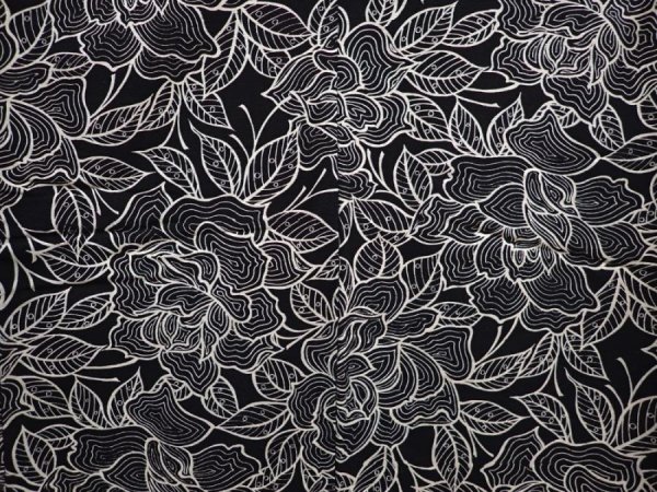 Photo5: 6126T12z760 Vintage Japanese Kimono Silk KOMON Peony Black (5)