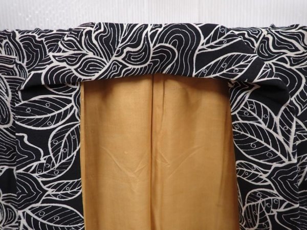 Photo7: 6126T12z760 Vintage Japanese Kimono Silk KOMON Peony Black (7)