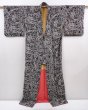 Photo8: 6126T12z760 Vintage Japanese Kimono Silk KOMON Peony Black (8)