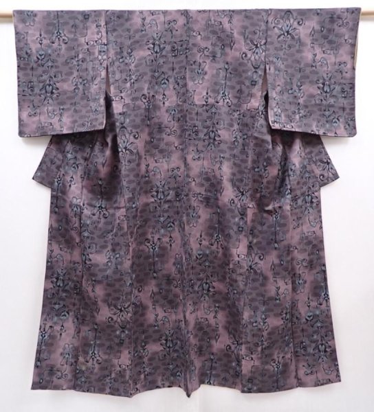 Photo1: 6126T13z710 Vintage Japanese Kimono Blend silk KOMON  Dull pink (1)