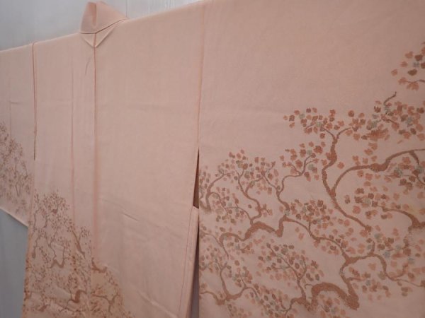 Photo2: 6128T01z600 Vintage Japanese Kimono Silk HAORI Tree Peach (2)