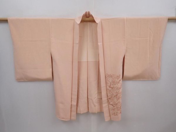 Photo4: 6128T01z600 Vintage Japanese Kimono Silk HAORI Tree Peach (4)