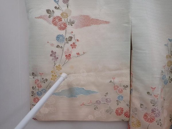 Photo6: 6128T02z510 Vintage Japanese Kimono Silk HAORI Chrysanthemum Light blue (6)