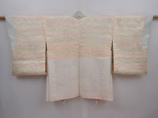 Photo7: 6128T02z510 Vintage Japanese Kimono Silk HAORI Chrysanthemum Light blue (7)