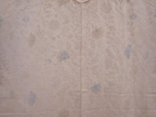 Photo3: 6128T03z690 Vintage Japanese Kimono Silk HAORI Flowers Cream-White (3)
