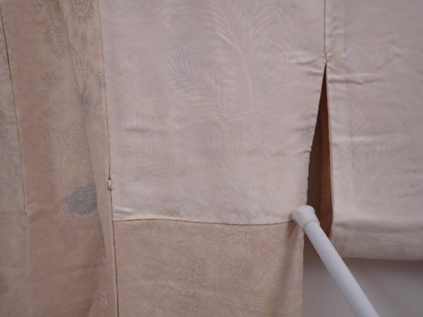 Photo8: 6128T03z690 Vintage Japanese Kimono Silk HAORI Flowers Cream-White (8)