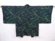 Photo1: 6128T04z600 Vintage Japanese Kimono Silk HAORI  Kumihimo Dark green (1)