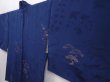 Photo2: 6128T05z610 Vintage Japanese Kimono Silk HAORI Flowers Navy (2)