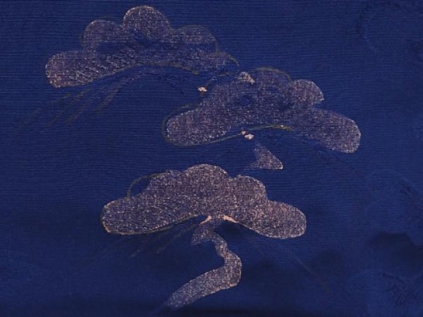 Photo4: 6128T05z610 Vintage Japanese Kimono Silk HAORI Flowers Navy (4)