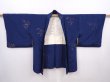 Photo5: 6128T05z610 Vintage Japanese Kimono Silk HAORI Flowers Navy (5)