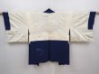 Photo6: 6128T05z610 Vintage Japanese Kimono Silk HAORI Flowers Navy (6)