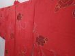 Photo2: 6128T06z580 Vintage Japanese Kimono Silk HAORI Rose Dull red (2)