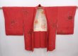 Photo5: 6128T06z580 Vintage Japanese Kimono Silk HAORI Rose Dull red (5)
