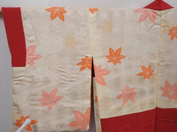 Photo8: 6128T06z580 Vintage Japanese Kimono Silk HAORI Rose Dull red (8)