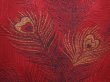 Photo4: 6128T07z560 Vintage Japanese Kimono Silk HAORI Peacock feather Dull red (4)