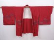 Photo6: 6128T07z560 Vintage Japanese Kimono Silk HAORI Peacock feather Dull red (6)