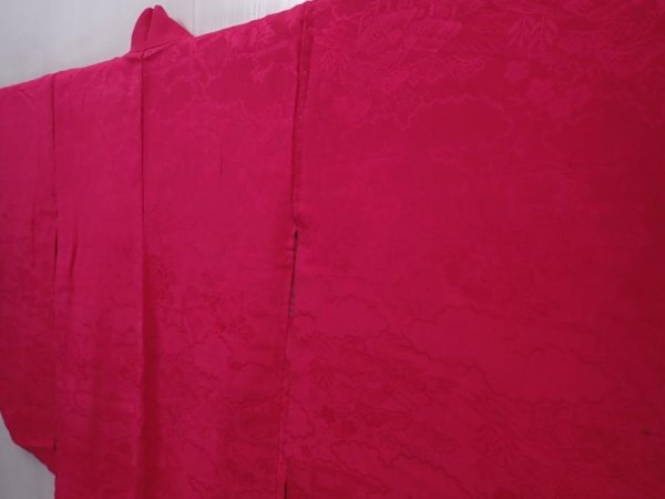 Photo2: 6128T08z570 Vintage Japanese Kimono Silk HAORI Flowers Pink-Purple (2)