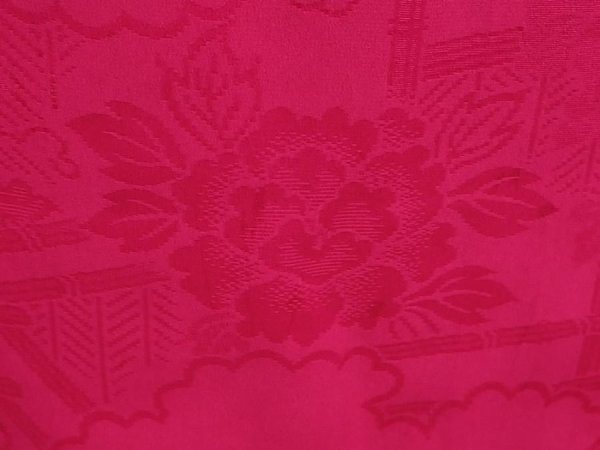 Photo4: 6128T08z570 Vintage Japanese Kimono Silk HAORI Flowers Pink-Purple (4)