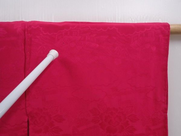 Photo5: 6128T08z570 Vintage Japanese Kimono Silk HAORI Flowers Pink-Purple (5)