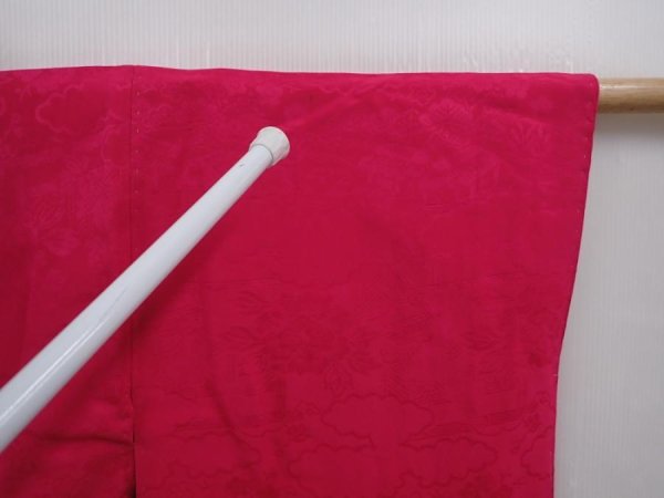 Photo7: 6128T08z570 Vintage Japanese Kimono Silk HAORI Flowers Pink-Purple (7)