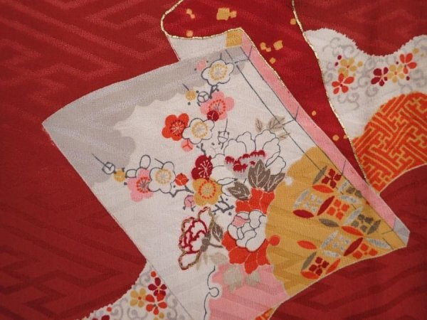 Photo4: 6128T09z430 Vintage Japanese Kimono Silk HAORI Booklet Red-Brown (4)