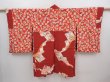 Photo6: 6128T09z430 Vintage Japanese Kimono Silk HAORI Booklet Red-Brown (6)