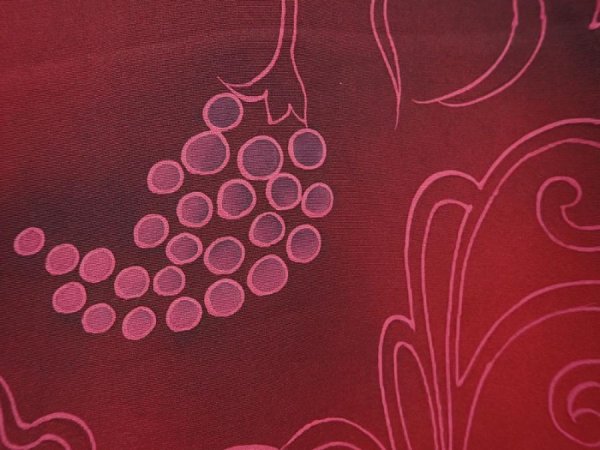 Photo4: 6128T11z610 Vintage Japanese Kimono Silk HAORI Grape Wine red (4)