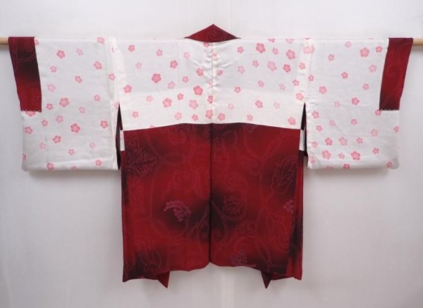 Photo6: 6128T11z610 Vintage Japanese Kimono Silk HAORI Grape Wine red (6)