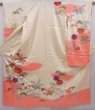 Photo1: 6128T12z1120 Vintage Japanese Kimono Silk FURISODE Chrysanthemum Off-white (1)