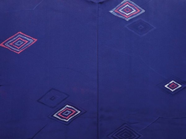 Photo3: 6129T03z550 Vintage Japanese Kimono Silk HAORI  Dark lavender blue (3)