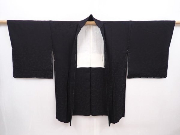 Photo6: 6129T04z650 Vintage Japanese Kimono Silk HAORI Karakusa Black (6)