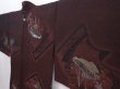 Photo2: 6129T06z710 Vintage Japanese Kimono Silk URUSHI HAORI Ship Brown (2)