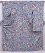 Photo1: 6129T11z1100 Vintage Japanese Kimono Silk FURISODE Flowers Steel blue (1)