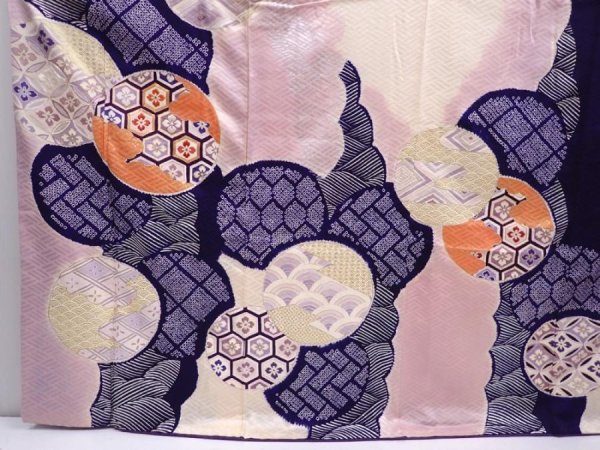 Photo5: 6129T12z1180 Vintage Japanese Kimono Silk FURISODE  Light purple (5)