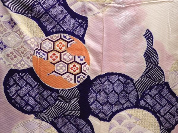 Photo8: 6129T12z1180 Vintage Japanese Kimono Silk FURISODE  Light purple (8)
