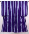 Photo1: 6206T01z670 Vintage Japanese Kimono Silk MEISEN KOMON  Purple (1)