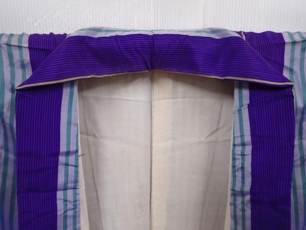 Photo8: 6206T01z670 Vintage Japanese Kimono Silk MEISEN KOMON  Purple (8)