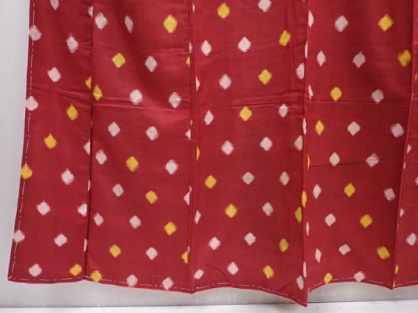 Photo4: 6206T02z650 Vintage Japanese Kimono Silk MEISEN KOMON Dot Red-Brown (4)