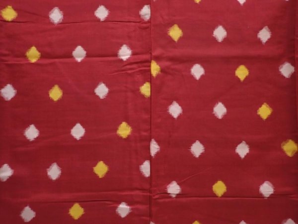 Photo5: 6206T02z650 Vintage Japanese Kimono Silk MEISEN KOMON Dot Red-Brown (5)