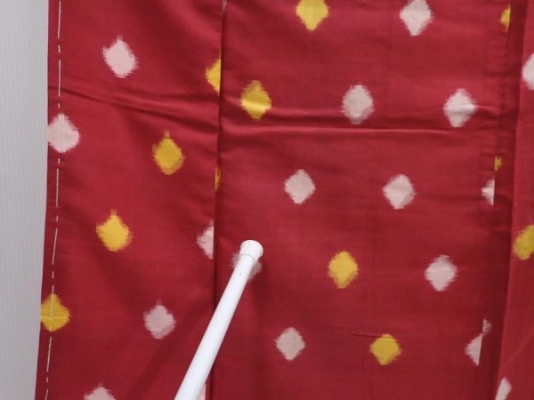 Photo8: 6206T02z650 Vintage Japanese Kimono Silk MEISEN KOMON Dot Red-Brown (8)
