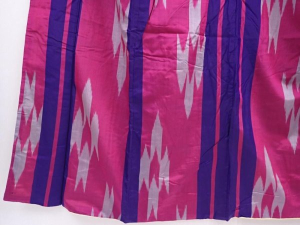 Photo4: 6206T03z530 Vintage Japanese Kimono Silk MEISEN KOMON  Pink-Purple (4)