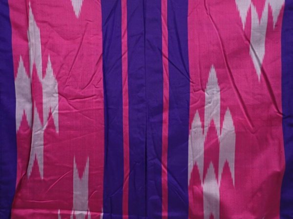Photo5: 6206T03z530 Vintage Japanese Kimono Silk MEISEN KOMON  Pink-Purple (5)