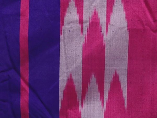 Photo6: 6206T03z530 Vintage Japanese Kimono Silk MEISEN KOMON  Pink-Purple (6)