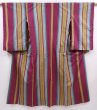 Photo1: 6206T04z600 Vintage Japanese Kimono Silk MEISEN KOMON  Wine red (1)