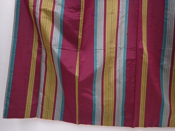 Photo4: 6206T04z600 Vintage Japanese Kimono Silk MEISEN KOMON  Wine red (4)